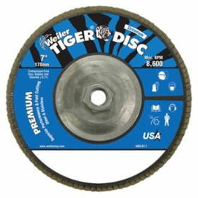 Weiler 804-50543 7" 40Grit Tiger Abrasiveflap Disc Angled Alum