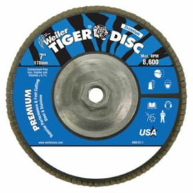 Weiler 804-50544 7" Tiger Dis Abr. Flap Disc 60 Grit 5/8