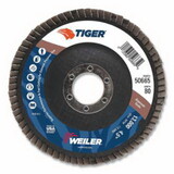 Weiler 50665 Tiger® Disc Abrasive Flap Disc, 4-1/2 in dia, 7/8 in arbor, 80 grit, 13000 RPM