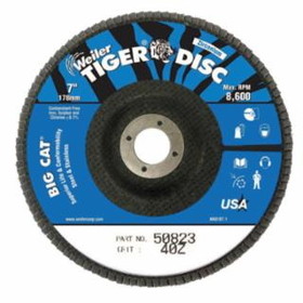 Weiler 804-50823 7" Tiger Disc Big Cat Abr Flap Disc Phenolic Bk