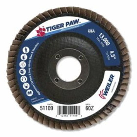Weiler 804-51109 4-1/2" Tiger Paw Abrasive Flap Disc- Flat- - 60Z
