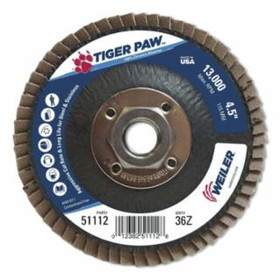 Weiler 804-51112 4-1/2" Tiger Paw Abrasive Flap Disc- Flat- - 36Z