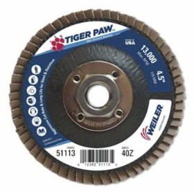 Weiler 804-51113 4-1/2" Tiger Paw Abrasive Flap Disc- Flat- - 40Z