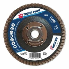 Weiler 804-51115 4-1/2" Tiger Paw Abrasive Flap Disc- Flat- - 80Z