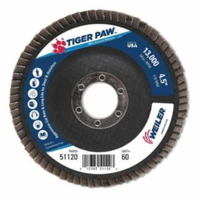 Weiler 804-51120 4-1/2" Tiger Paw Abrasive Flap Disc- Angled- 60Z