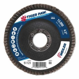 Weiler 804-51121 4-1/2" Tiger Paw Abrasive Flap Disc- Angled- 80Z