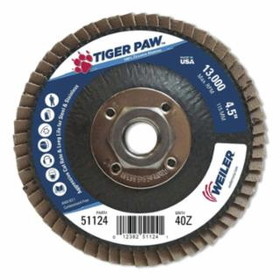 Weiler 804-51124 4-1/2" Tiger Paw Abrasive Flap Disc- Angled- 40Z