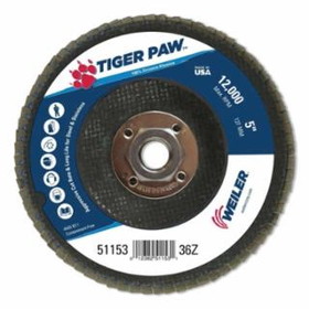 Weiler 804-51153 5" Tiger Paw Abrasive Flap Disc  Flat  Phenolic