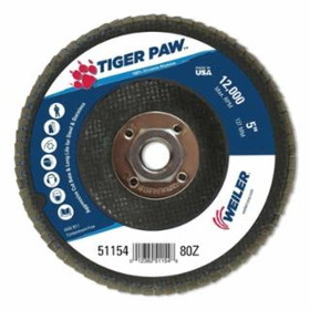 Weiler 804-51154 5" Tiger Paw Abrasive Flap Disc  Flat  Phenolic