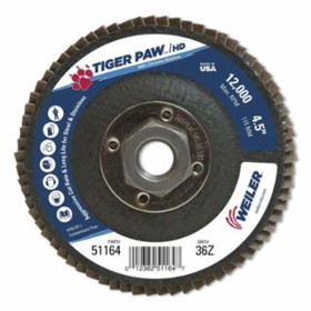 Weiler 804-51164 4-1/2" Tiger Paw Super High Density Flap Disc  F