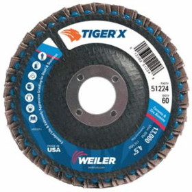 Weiler 804-51224 4-1/2" Tiger X Fd  Flat Phen Back  60Z  7/8" Ar