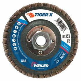Weiler 804-51228 4-1/2" Tiger X Fd  Flat Phen Back  80Z  5/8-11"