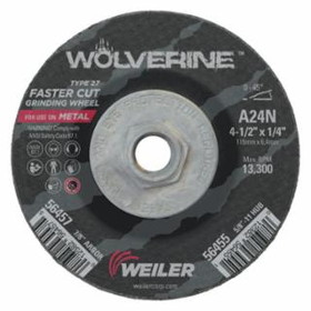 Weiler 804-56455 4-1/2"X 1/4" T27 Grinding Wheel A24N 5/8-11