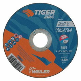Weiler 804-58000 4-1/2 X 045 Tiger Zirc Ty1 C-O Whl  7/8 Ah