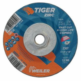 Weiler 804-58050 4-1/2 X 1/8 Tiger Zirc Ty27 Comb Whl  5/8-11 Ah