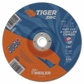 Weiler 804-58056 7 X 1/8 Tiger Zirc T27 Combo Wheel  Z30T  7/8 Ah