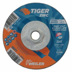 Weiler 804-58070 4-1/2 X 1/4 Tiger Zircty27 Grind Whl   5/8-11