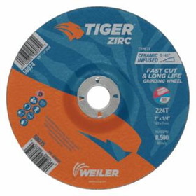Weiler 804-58075 7 X 1/4 Tiger Zirc Ty27Grind Whl  7/8 Ah