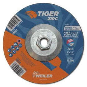 Weiler 804-58078 6 X 1/4 Tiger Zirc T27 Grind Wheel  Z24T  5/8-11