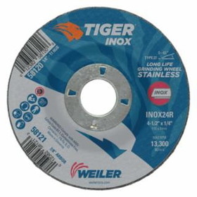 Weiler 804-58121 4-1/2 X 1/4 Tiger Inoxty27 Grind Whl   7/8 Ah