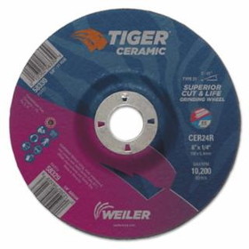 Weiler 804-58329 6 X 1/4 Tiger Ceramic T27 Grinding Cer24R 7/8 Ah