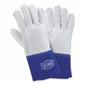 PIP 813-6142/M Ironcat Premium Grain Goatskin Tig Welding Gloves, Medium, White, 12 Pair