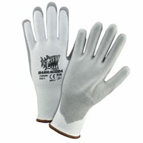 Pip 813-713HGWUB/L White Hppe Shell With Grey Pu Dipped Gloves.