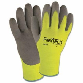 Wells Lamont  FlexTech Hi-Visibility Knit Gloves with Nitrile Palm, Gray/Hi-Viz Green