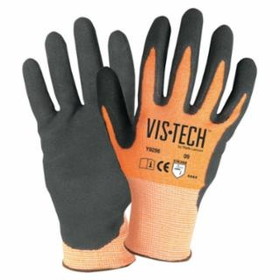 Wells Lamont  Vis-Tech Cut-Resistant Gloves with Nitrile Coated Palm, Orange/Black