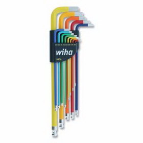 WIHA TOOLS 66981 Color Coded Inch Hex L-Key Set, Ball End, Multiple Sizes