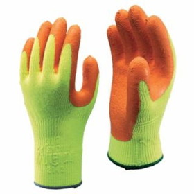 Showa  Hi-Viz Latex Coated Gloves, Fluorescent Yellow/Orange