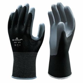 Showa  370B General Purpose Nitrile Coated Fingers/Palm Gloves, Black/Gray