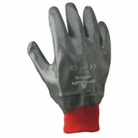 Showa  Nitri-Flex Nitrile Coated Gloves, Gray/Red