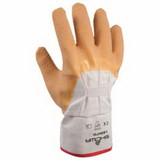 SHOWA 66NFW-10 Original Nitty Gritty Palm-Coated Rubber Gloves, Large, White/Yellow