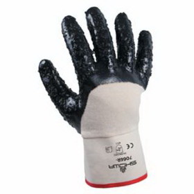 SHOWA 7066R-10 7066 Series Gloves, 10/X-Large, Navy/White, Palm Coated, Rough Grip