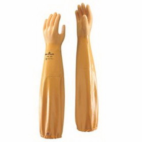 SHOWA 845-772M-08 772 Nitrile Gloves, 26 In Cuff, Interlock Knit Cotton Lining, 8, Yellow, 12 Mil