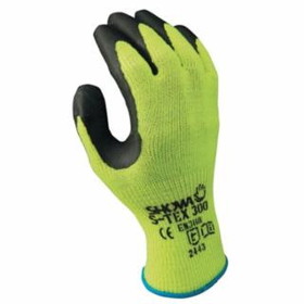 Showa  S-Tex 300 Rubber Palm-Coated Gloves, Black/Hi-Viz Yellow