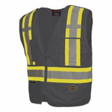 Pioneer  6935AU/6936AU/6937AU HV Zip-Up Snap Break Away Safety Vest, Black