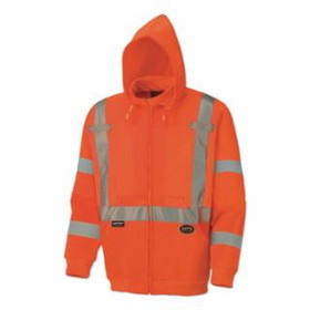 Pioneer  6924AU/6925AU Hi-Viz Safety Polyester Fleece Hoodie, Zipper Front, Orange