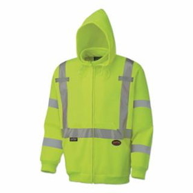 Pioneer  6924AU/6925AU Hi-Viz Safety Polyester Fleece Hoodie, Zipper Front, Yellow/Green