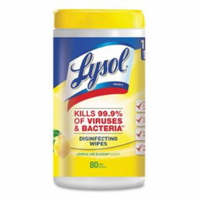 LYSOL RB-77182 Disinfecting Wipes, 80/Canister, Lemon and Lime Blossom Scent
