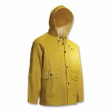 Onguard Webtex Rain Jacket, Attached Hood, 0.65 mm Thick, Heavy-Duty Ribbed PVC, Yellow