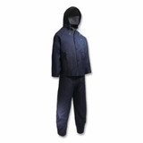 Onguard Sitex 3-Pc Rain Suit with Detachable Hood Jacket/Bib Overalls, 0.35 mm Thick, Polyester/PVC, Blue