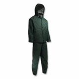 Onguard Sitex 3-Pc Rain Suit with Detachable Hood Jacket/Bib Overalls, 0.35 mm Thick, Polyester/PVC, Hunter Green