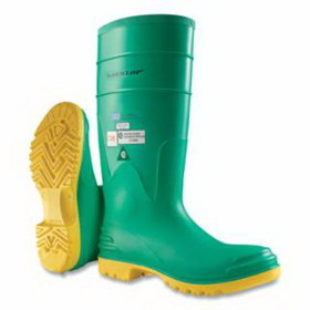 Dunlop Protective Footwear 8701200.15 Hazmax Steel Toe/Midsole Rubber Boots, Men's 15, 16 in Boot, PVC, Green/Yellow