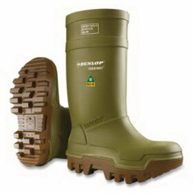 Dunlop Protective Footwear E662843.07 Purofort Thermo+ Rubber Boots, Steel Toe, Men'S 7, 16 In Boot, Polyurethane, Green/Brown
