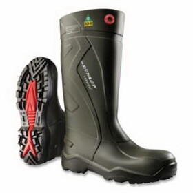 Dunlop Protective Footwear E762943.07 Purofort Full Safety Waterproof Boots, Steel Toe, Men'S 7, 16 In Boot, Green/Black