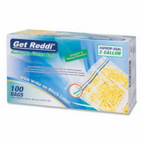 GET REDDI GFRZIP-2GAL Double Zipper Reclosable Bags, 13 in x 15.6 in, 2.7 mil, 2 Gallon, Freezer