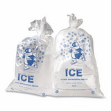 Pitt Plastics IC1221-TT Ice Bag, 12 in W x 21 in H, Natural with Blue Print, Includes Twist Ties