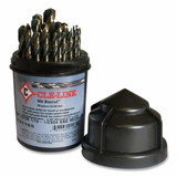 Cle-Line C21165 Bit Barrel™ 1875R Heavy-Duty Black and Gold Mechanics Length Drill Set, 29-Pc, 1/16 in-1/2 in Drill Sizes